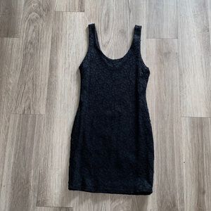 Black lace body con dress